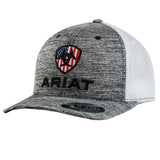 Ariat US Flag Crown Hat Cap Grey & White Mesh Snapback Adjustable