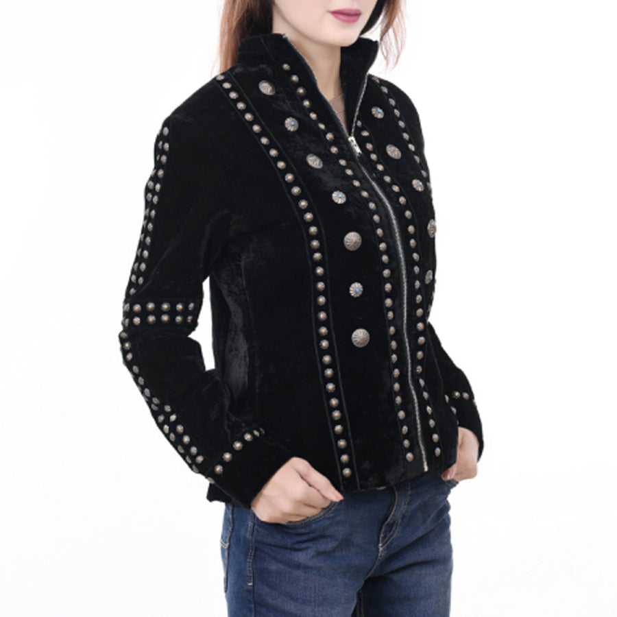 American Darling ADDR015 Velvet Women shirt dress Tunic Ladies girl Top Black