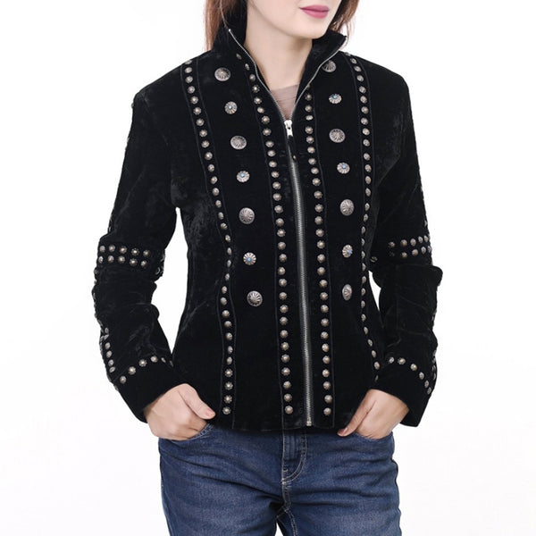 American Darling ADDR015 Velvet Women shirt dress Tunic Ladies girl Top Black - Uhorse