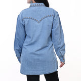 American Darling ADDR017 Denim Women shirt Jacket Dress Tunic Ladies Girl Top Blue