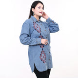 ADDR017 Denim Women shirt Jacket  Dress Tunic Ladies Girl Top