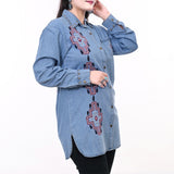 American Darling ADDR017 Denim Women shirt Jacket Dress Tunic Ladies Girl Top Blue