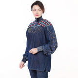 ADDR019 Denim Women shirt Jacket  Dress Tunic Ladies Girl Top