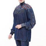 ADDR019 Denim Women shirt Jacket Dress Tunic Ladies Girl Top