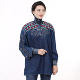 ADDR019 Denim Women shirt Jacket  Dress Tunic Ladies Girl Top