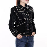 American Darling ADDR020 Denim Women shirt Jacket Dress Tunic Ladies Girl Top Black