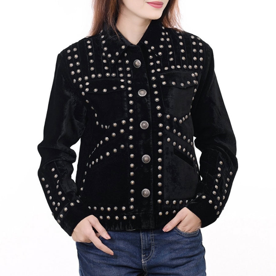 American Darling ADDR020 Denim Women shirt Jacket Dress Tunic Ladies Girl Top Black - Uhorse