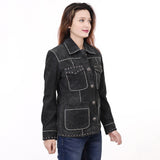 ADJKTLTR018 Genuine Suede leather Women shirt jacket dress ladies girl