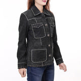 ADJKTLTR018 Genuine Suede leather Women shirt jacket dress ladies girl