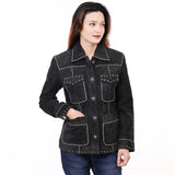 ADJKTLTR018 Genuine Suede leather Women shirt jacket dress ladies girl