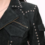 ADJKTLTR11 Genuine Suede leather Women shirt jacket dress ladies girl