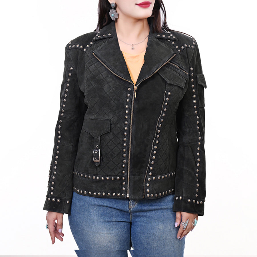 ADJKTLTR11 Genuine Suede leather Women shirt jacket dress ladies girl by Hilason – Cowboy and equestrian accessories