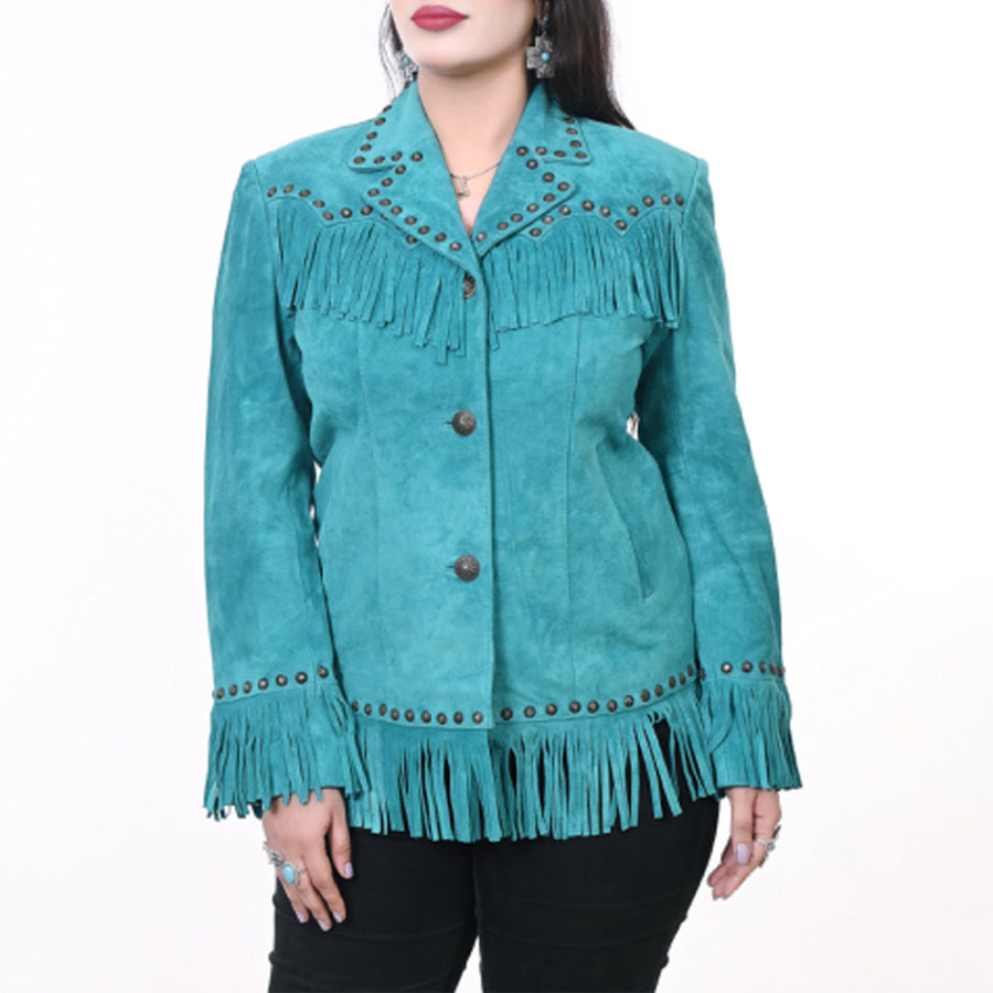 ADJKTLTR12 Genuine Suede leather Women shirt jacket dress ladies girl - Uhorse
