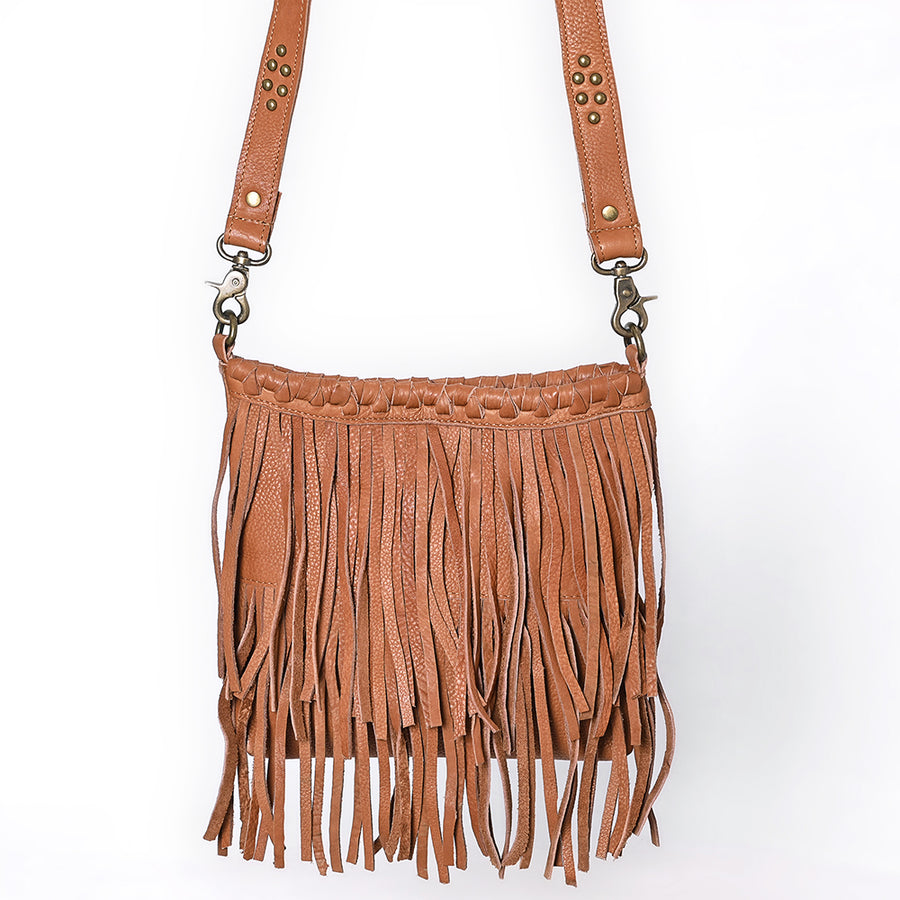 American Darling Cross body Bag Western Genuine Leather Handcrafted Shoulder Purse with Fringes and YKK Zipper