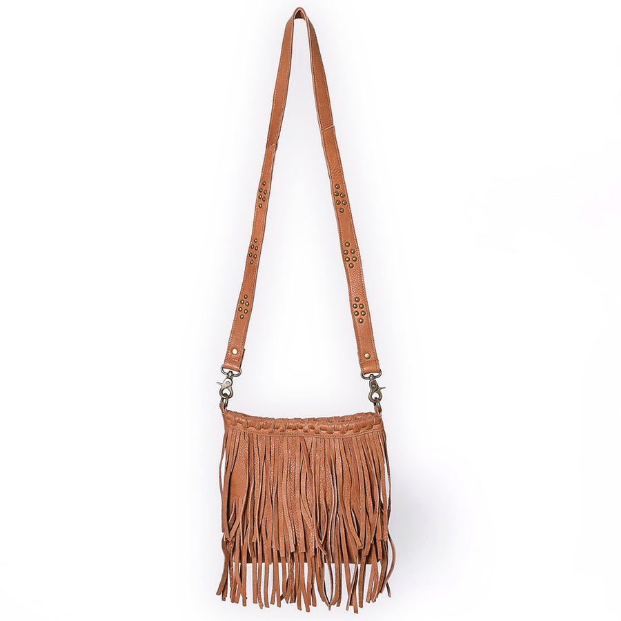 American Darling Cross body Bag Western Genuine Leather Handcrafted Shoulder Purse with Fringes and YKK Zipper