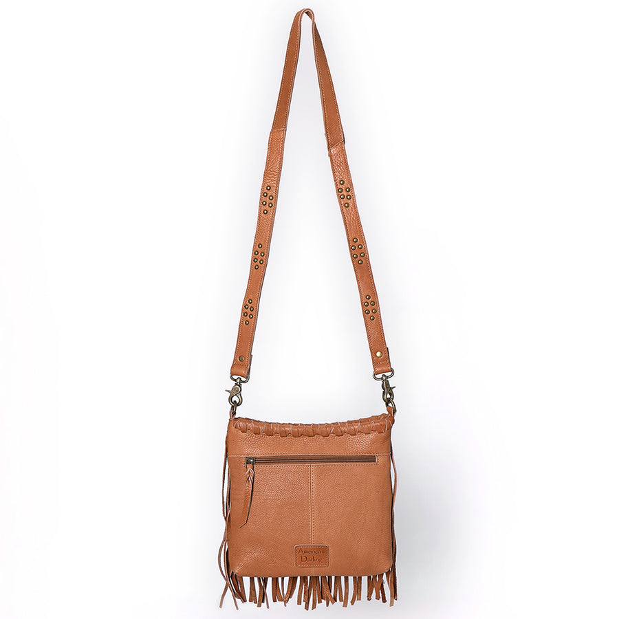 American Darling Cross body Bag Western Genuine Leather Handcrafted Shoulder Purse with Fringes and YKK Zipper