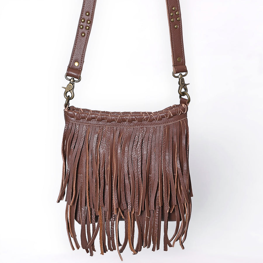 American Darling Cross body Bag Western Genuine Leather Handcrafted Shoulder Purse with Fringes and YKK Zipper