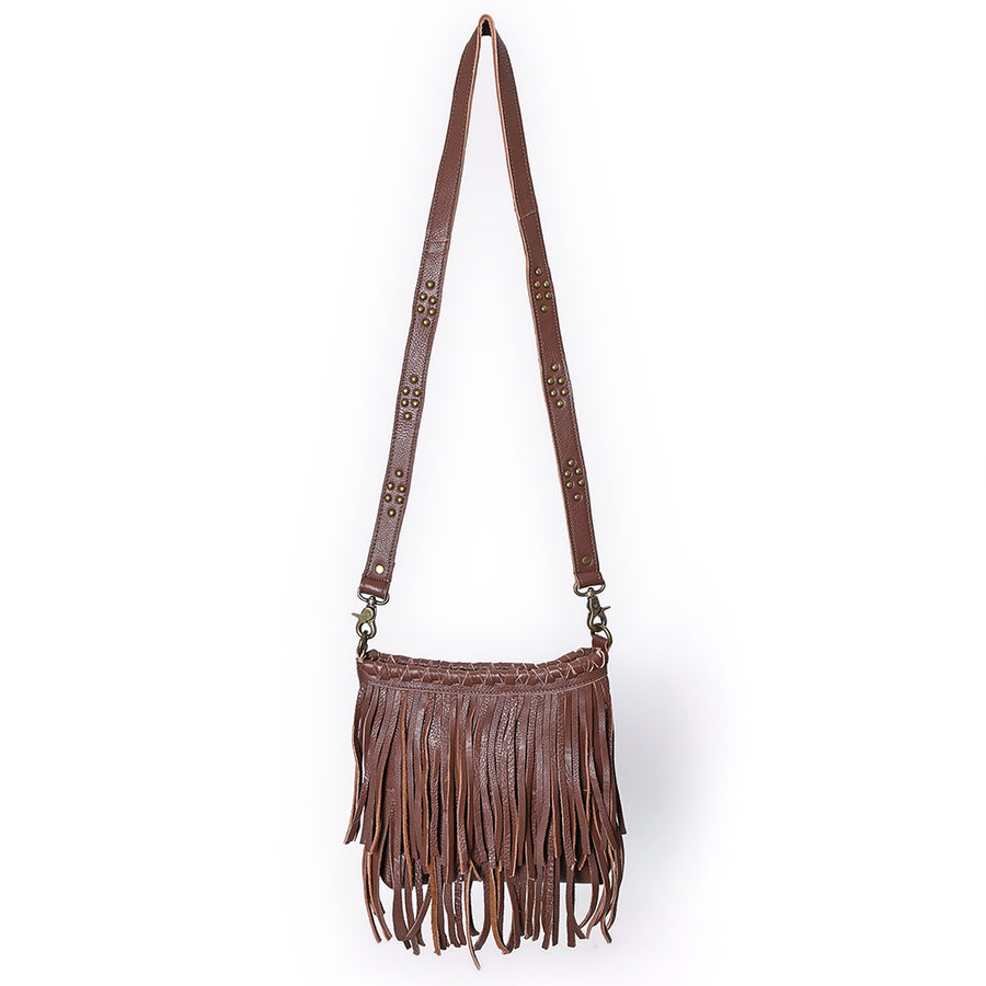 American Darling Cross body Bag Western Genuine Leather Handcrafted Shoulder Purse with Fringes and YKK Zipper