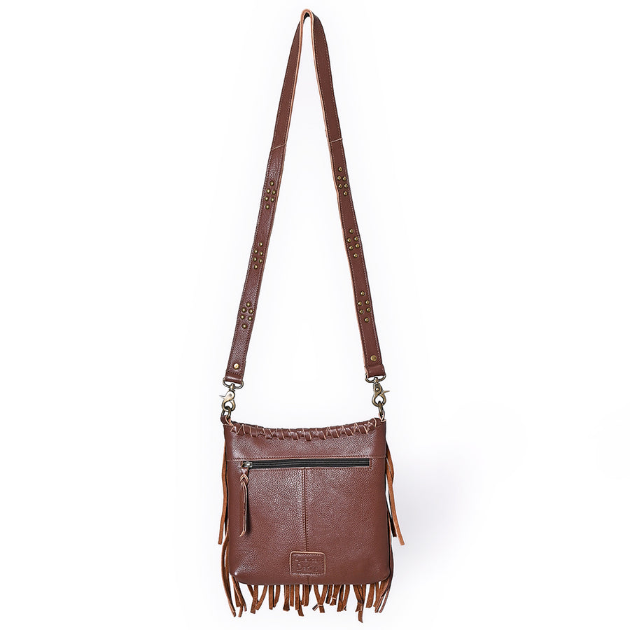 American Darling Cross body Bag Western Genuine Leather Handcrafted Shoulder Purse with Fringes and YKK Zipper