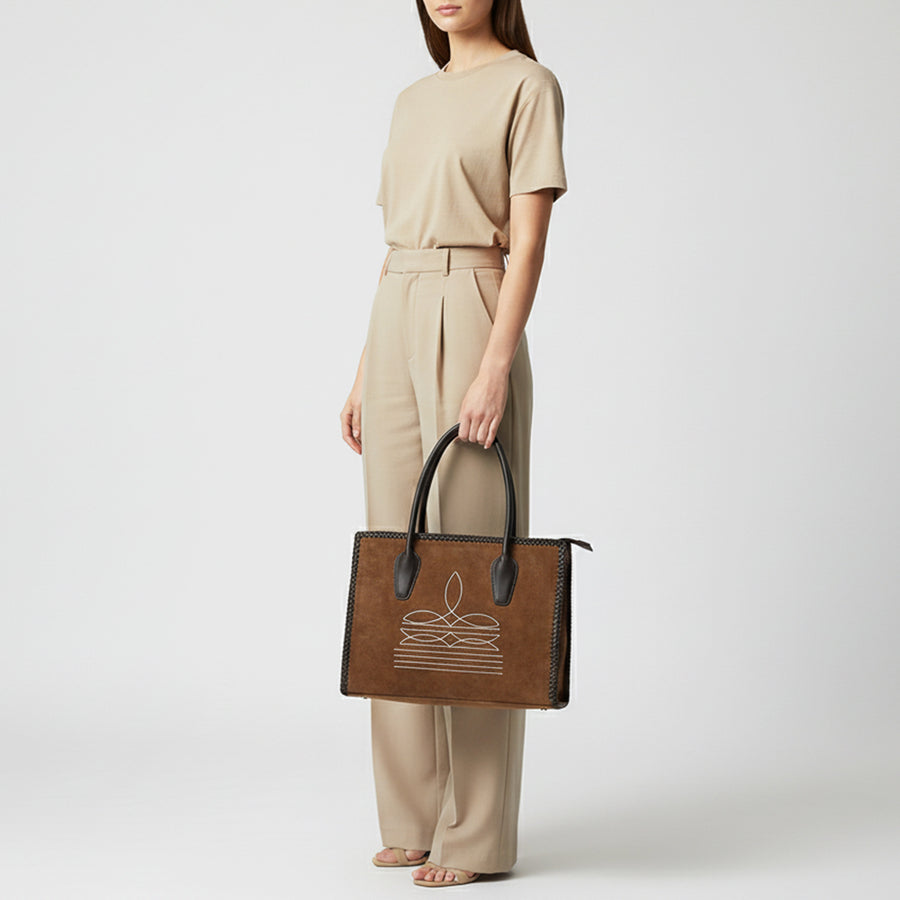 American Darling Tote Bag Western Genuine Leather Handcrafted Shoulder Purse with Boot Stitched Design and YKK Zipper