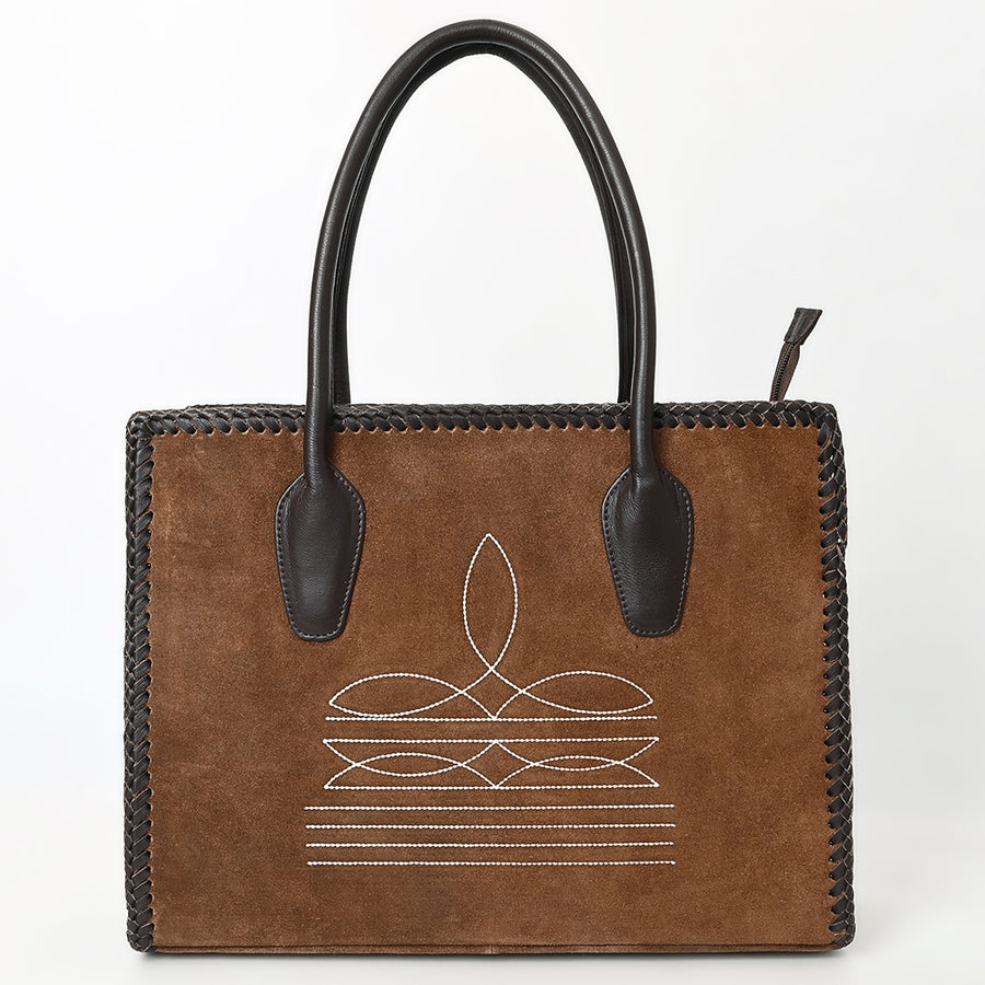 American Darling Tote Bag Western Genuine Leather Handcrafted Shoulder Purse with Boot Stitched Design and YKK Zipper