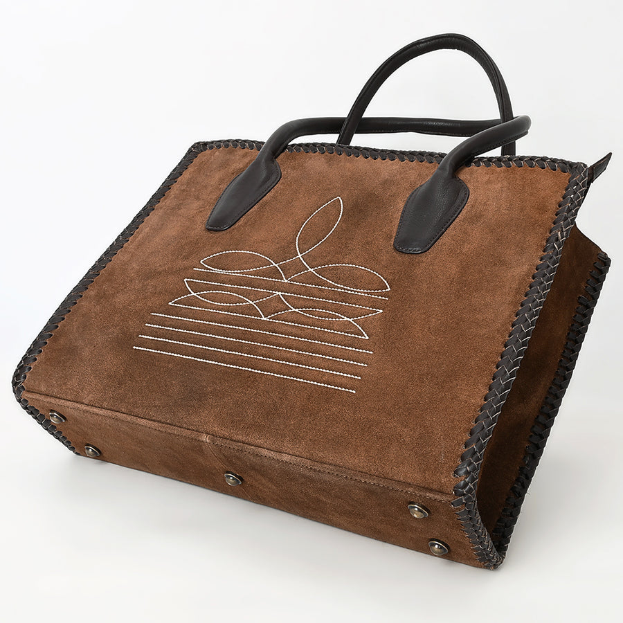 American Darling Tote Bag Western Genuine Leather Handcrafted Shoulder Purse with Boot Stitched Design and YKK Zipper