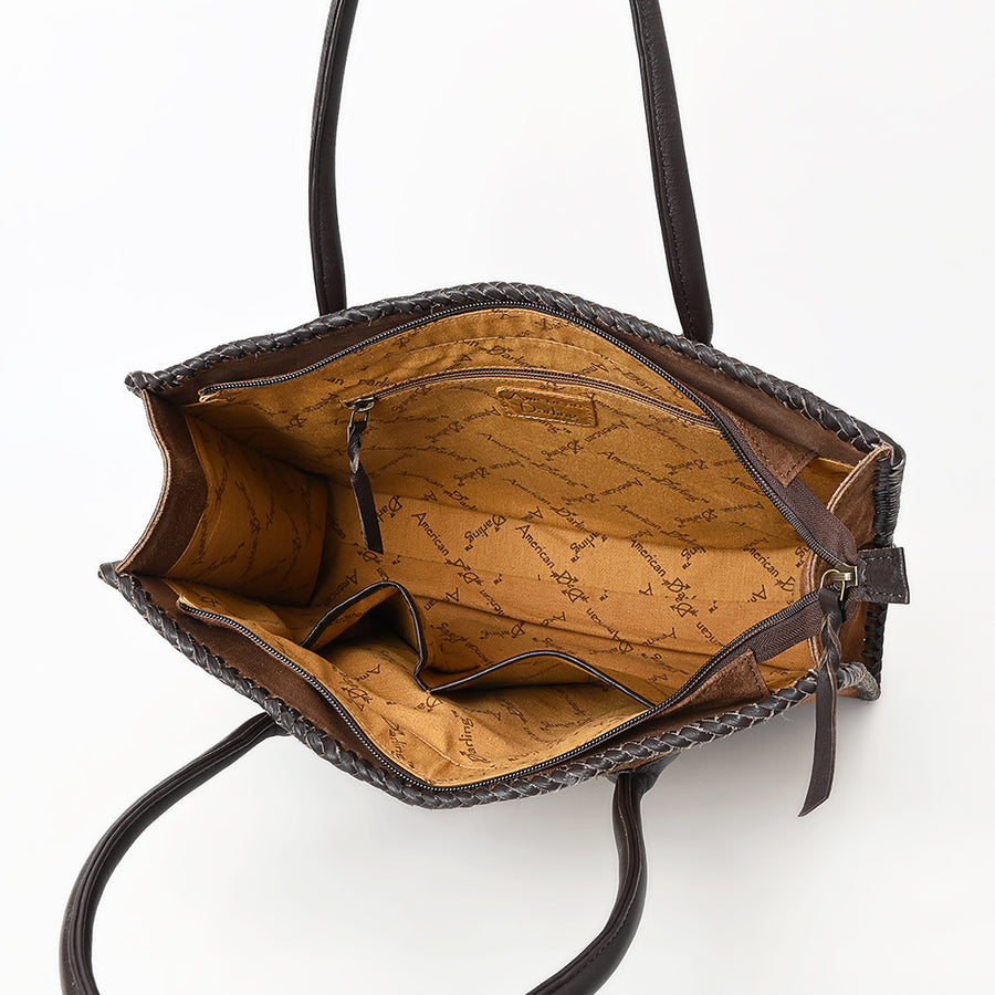 American Darling Tote Bag Western Genuine Leather Handcrafted Shoulder Purse with Boot Stitched Design and YKK Zipper
