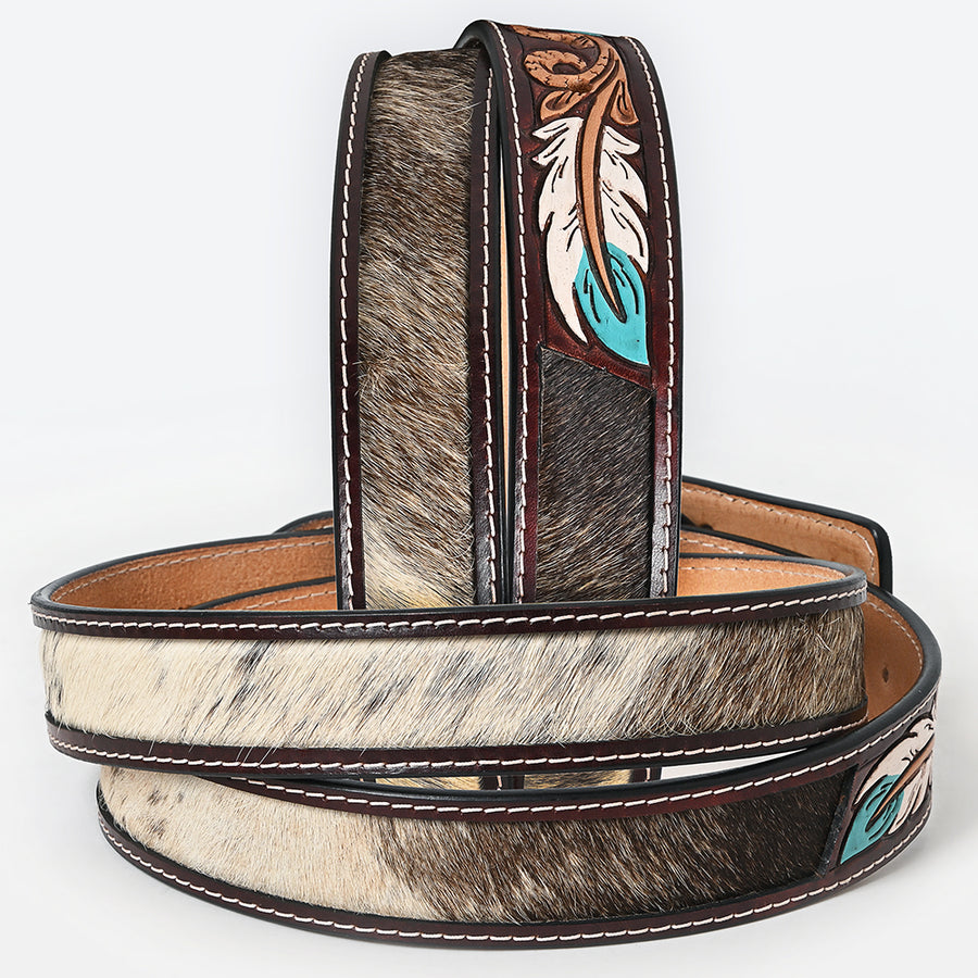 American Darling Beautifully Hand Tooled Brown Genuine Leather Apparel Belt Men and Women
