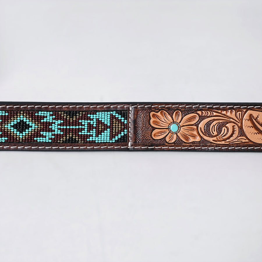 American Darling Beautifully Hand Tooled Brown Genuine Leather Apparel Belt Men and Women