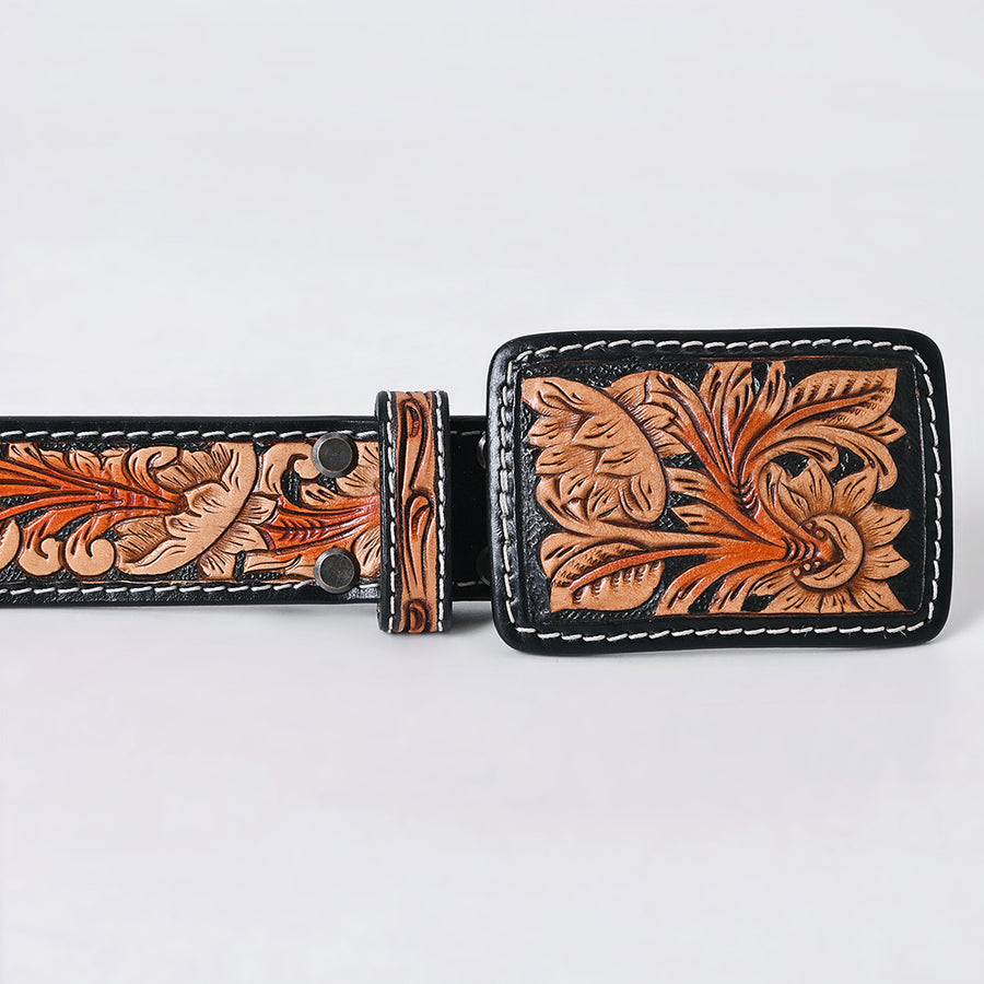 American Darling Beautifully Hand Tooled Brown Genuine Leather Apparel Belt Men and Women