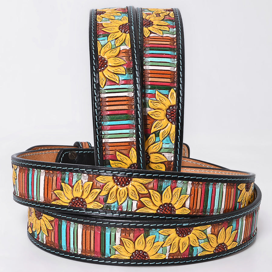 American Darling Beautifully Hand Tooled Brown Genuine Leather Apparel Belt Men and Women