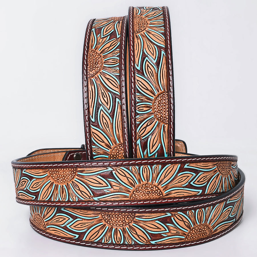 American Darling Beautifully Hand Tooled Brown Genuine Leather Apparel Belt Men and Women