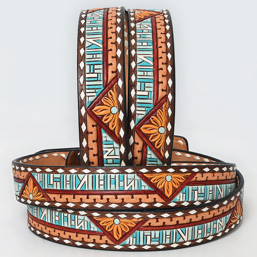 American Darling Beautifully Hand Tooled Brown Genuine Leather Apparel Belt Men and Women