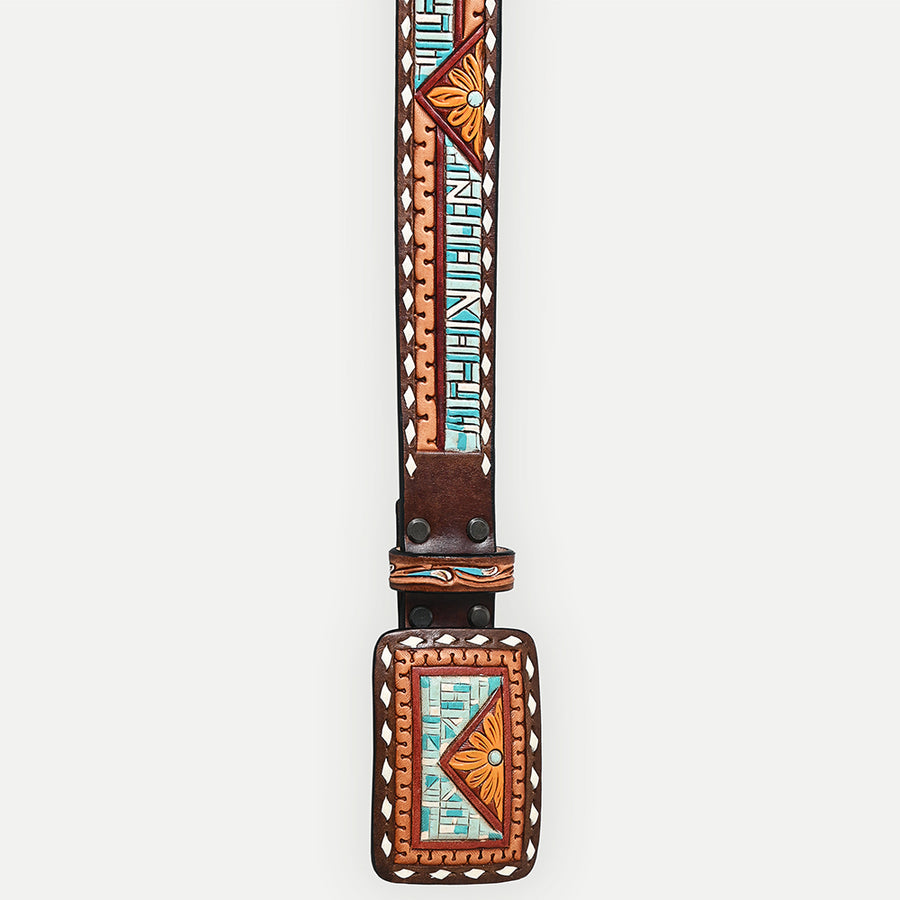 American Darling Beautifully Hand Tooled Brown Genuine Leather Apparel Belt Men and Women