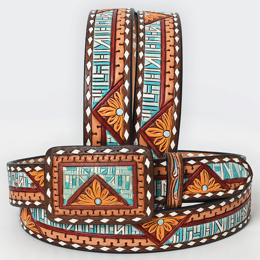 Beautifully Hand Tooled Genuine American Leather Belt Men and Women - Uhorse