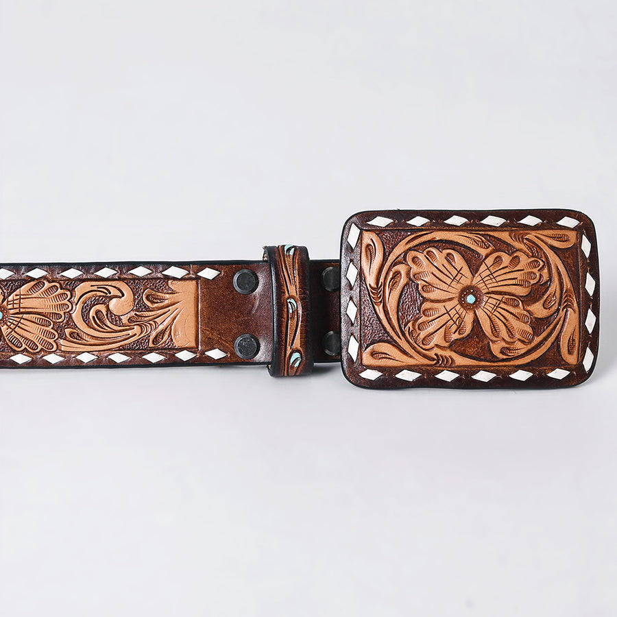 American Darling Belt Beautifully Hand Tooled Leather Unisex | Western Handcrafted