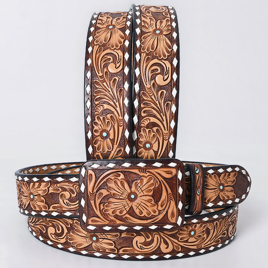 Beautifully Hand Tooled Genuine American Leather Belt Men and Women - Uhorse