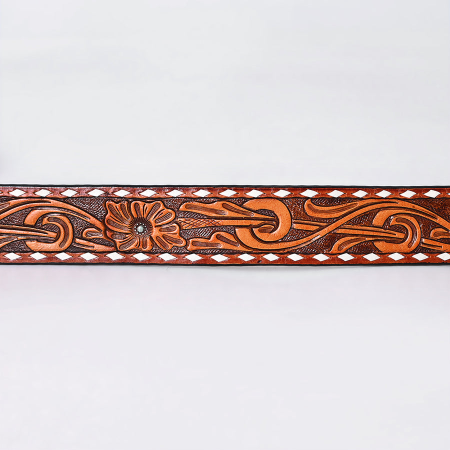 American Darling Beautifully Hand Tooled Brown Genuine Leather Apparel Belt Men and Women