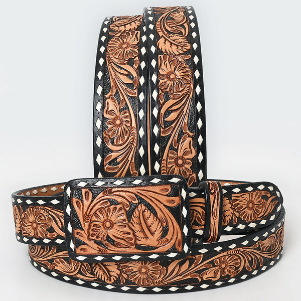 Beautifully Hand Tooled Genuine American Leather Belt Men and Women - Uhorse