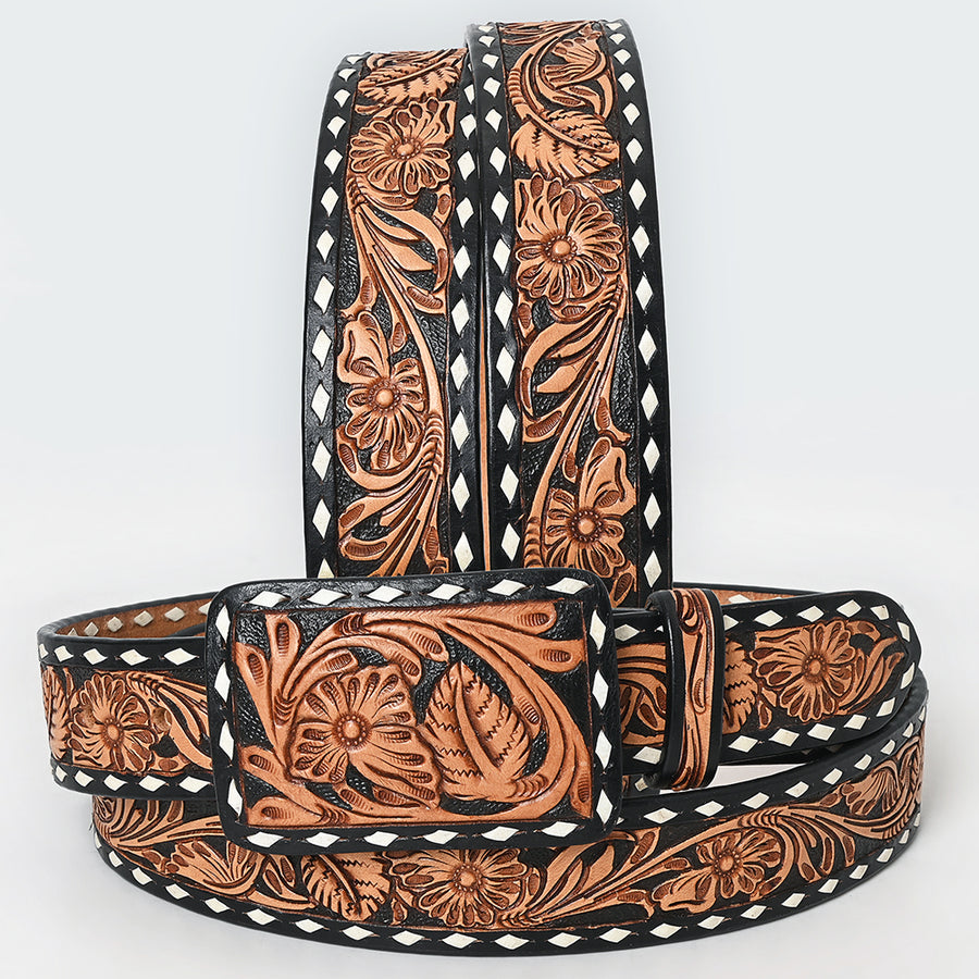 Beautifully Hand Tooled Genuine American Leather Belt Men and Women - Uhorse