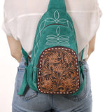 American Darling Sling Hand Tooled Genuine Leather Women Bag Western Handbag Purse