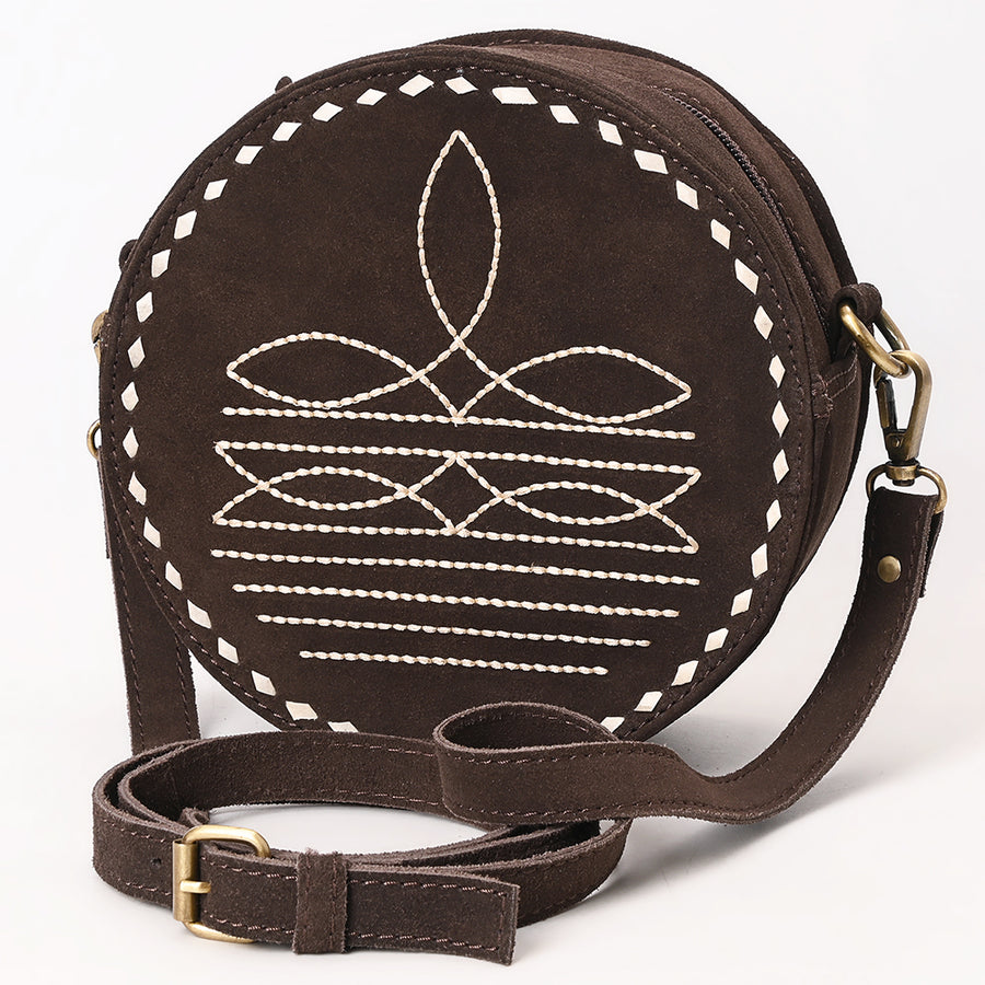 American Darling Boot Stitched Genuine Suede Leather Canteen Bag - Uhorse