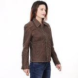 ADJKTLTR04 Genuine Vintage leather Women shirt jacket dress ladies girl