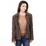 ADJKTLTR04 Genuine Vintage leather Women shirt jacket dress ladies girl