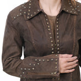 ADJKTLTR04 Genuine Vintage leather Women shirt jacket dress ladies girl