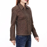ADJKTLTR04 Genuine Vintage leather Women shirt jacket dress ladies girl