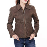 ADJKTLTR04 Genuine Vintage leather Women shirt jacket dress ladies girl