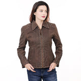 ADJKTLTR04 Genuine Vintage leather Women shirt jacket dress ladies girl