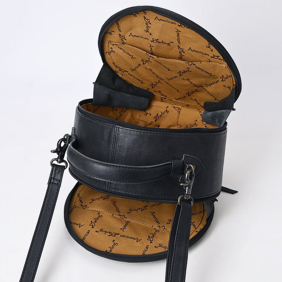 American Darling Hair On Crocodile Embossed Genuine Leather Canteen Bag | Round Western Crossbody | Adjustable Strap | Premium Craftsmanship