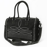 American Darling Western Genuine Leather Duffel Bag with Genuine Suede Finish and Boot-Stitched Detailing - Uhorse